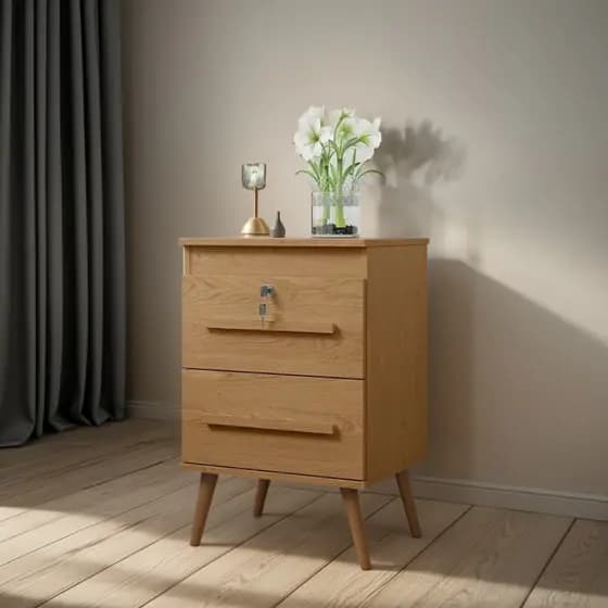 Mesa De Cabeceira Chave Para Cama Box Trinobel Acabamento Brilhante Cor Canelato Canelato