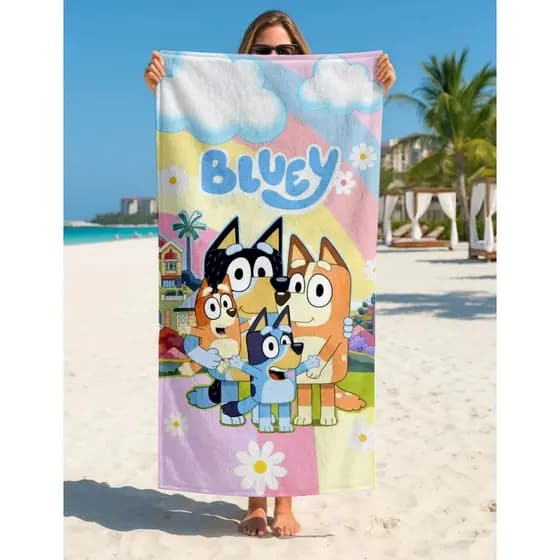 Toalha Grande de Banho Praia 1,40x70cm Bluey