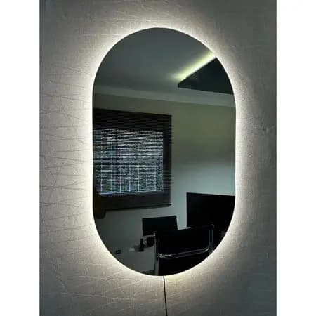 Espelho Oval Corpo Inteiro C/ Led Frio e Quente 80x50 Para Sala Banheiro e Quarto