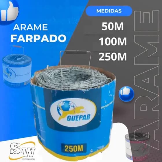 Arame Farpado BWG 16 Galvanizado 250m.100M, 50M | Alta Resistência 120kgf | Cerca Rural e Segurança - DW