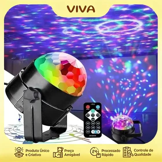Mini Globo De Luz Colorida Rotativo Rgb Led Projetor Para Festas Baladas Festa Discoteca Balada Bar Eventos Decoração
