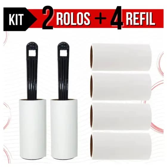 Kit Rolo Adesivo tira pelos Rolinho adesivo com refil Mini Rolinho de Roupa Animais Cabelo Pó Sujeira