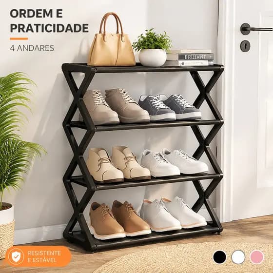 Sapateira Prateleira Sanfonada 4 Andares Organizadora Plástico Multiuso Sapatos 4012