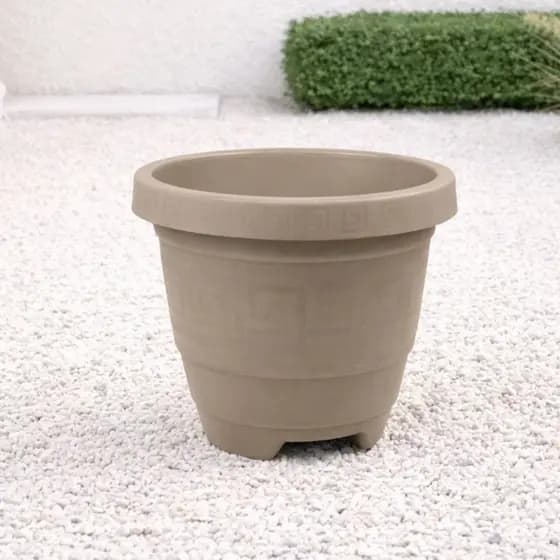Kit 3 Vasos Redondo EG 26L Preto Terracota Café Areia Para Plantas Jardim Decorativo Grande Resistente Multiuso Exterior