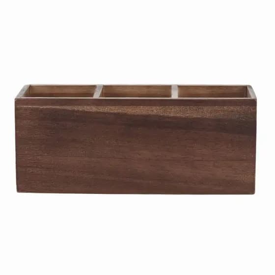 Porta Talheres Utensilios Organizador Madeira Com 3 Divisórias