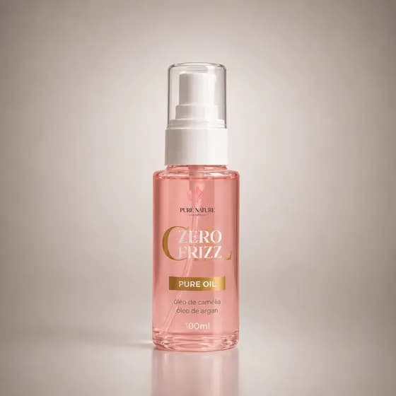 Óleo Capilar Zero Frizz Com Óleo De Camelia Com Fios Disciplinados Pure Nature