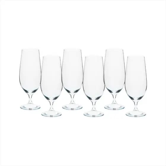 Jogos De Taças Para Chopp Lara Beer Cristal Ecológico Elegante 380ml Caixa Com 6 peças Para Bar