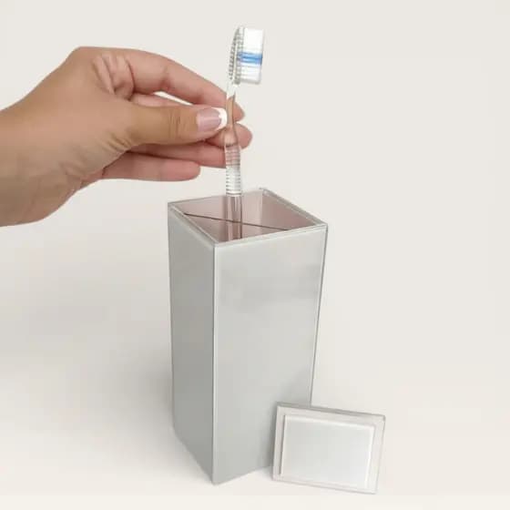 Porta Escova de Dente Vidro Premium com Tampa Divisória Pés Silicone | Fabricante