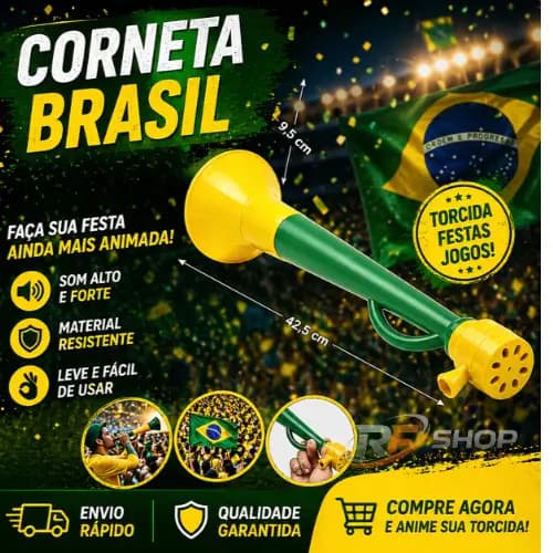 KITS com 1,2,3,6 Peças Corneta buzina 42,5 cm Copa do Mundo Brasil