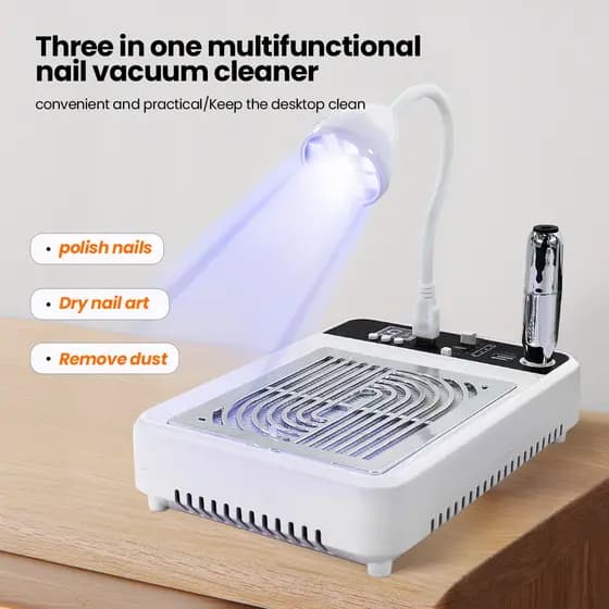 2026 Novo Aspirador De Unhas Multifuncional 3 Em 1 , Alta Potência , Baixo Ruído , Secas , Com display digital E LED , 1