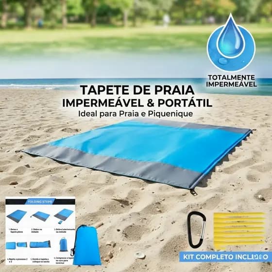 Tapete Praia Impermeável Multiuso Antiareia Piquenique Festival Cobertor a Prova de agua Portátil Dobrável Camping