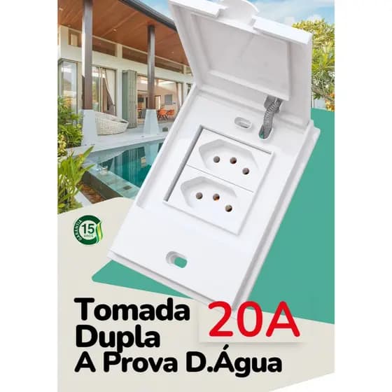 Tomada 20A Dupla a Prova D’Água Blux Linha Acqua IP54 4x2 Branco