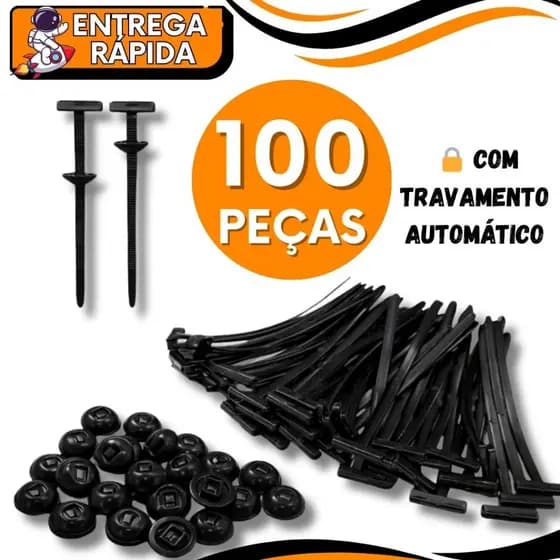 Kit JOGO 100 Abraçadeira Plásticas Nylon Fixador com Trava Carro Moto Universal