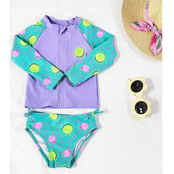 Conjunto Biquini Infantil Proteção Solar UV Blusa 1545-2025