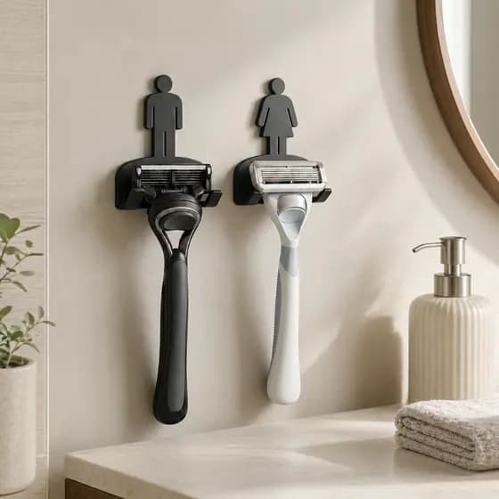 Kit 2 Suporte Aparelho Barbear Casal Gilete Lâmina Banheiro Sem Furos Organizador - Envio Imediato