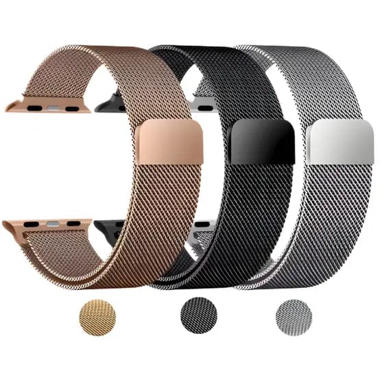 Pulseira Loop Milanese Metal Premium–Fecho Magnético | Aço Inox 38/40/41MM Prata Dourada Preta