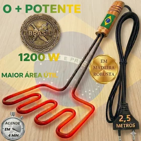 Acendedor Elétrico P/ Churrasqueira c/ Resistência_inoxidável.