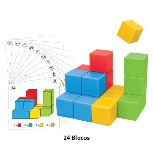 Follow Blocks com 96 Desafios e 24 Blocos para Raciocínio Lógico e Visual