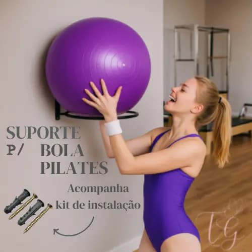 Suporte Para Bola Suiça Pilates, Yoga Reforçado De Parede 35cm + Buchas e Parafusos.