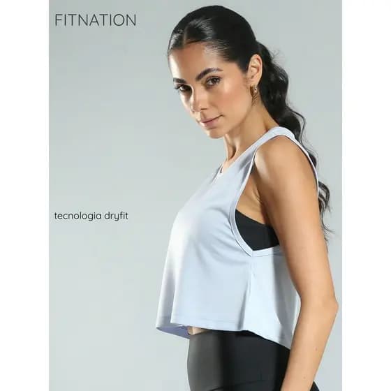 Camiseta Cropped Regata Feminina Fitness Dry Fit Academia Treino Esportivo