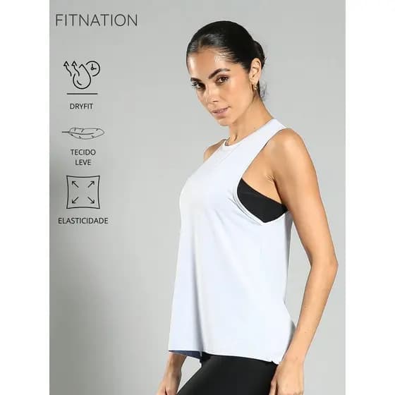 Regata Feminina Fitness Dry Fit Alongada Soltinha Academia