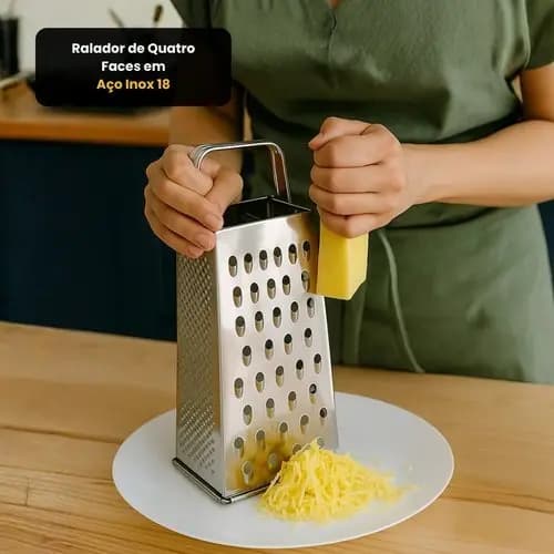 Ralador Multifuncional Inox 21cm Quatro Lados Cortador Legumes Frutas Queijos