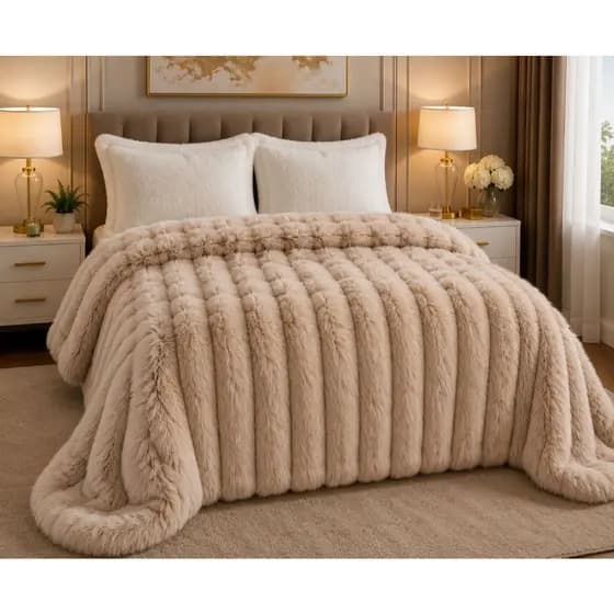 Cobertor Casal Pele de Coelho Premium Plush Antialérgico Super Macio