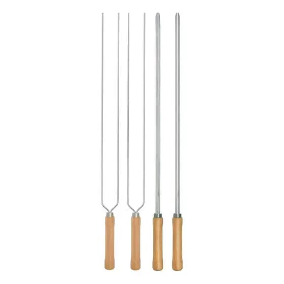 Kit Preparo Churrasco 4pcs Churrasqueira Espetos 65cm