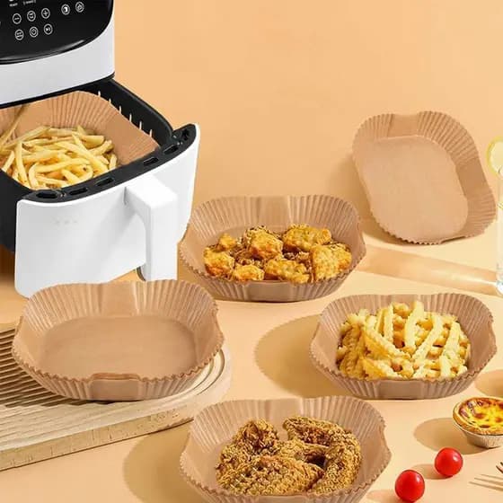 Kit Forma Air Fryer De Papel descartável Antiaderente Fritadeira Cozimento Protetor Forro Tapete