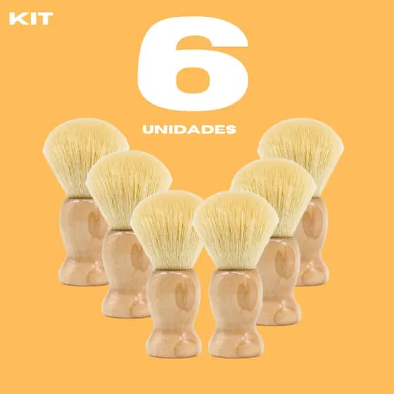 KIT 6 Pincel de Barbear Profissional Perfeita Uso Diário