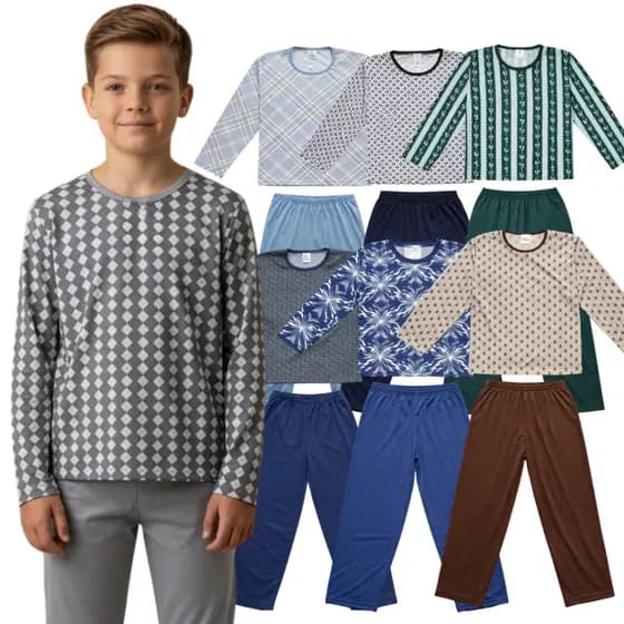 Pijama Infanto Juvenil Menino | Pijama Infantojuvenil Tamanho 2 ao 16 | Pijama Infanto Juvenil Inverno