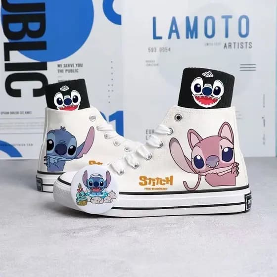 StarCraft Baby Stitch Sapatos De Lona Para Bebês Pintados À Mão Estudantes Casuais Crianças Grandes Roupa AntiDerrapante