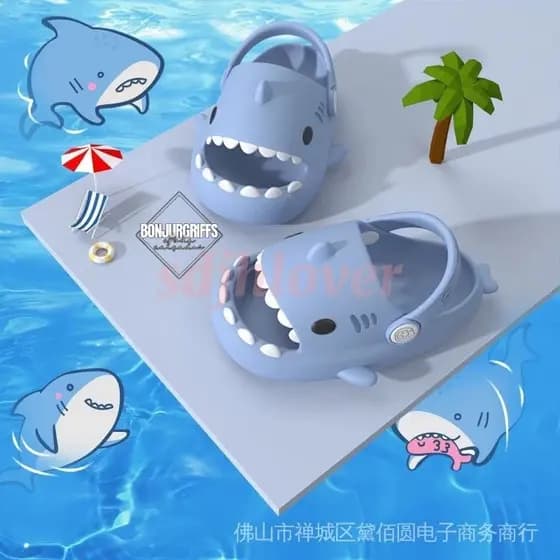 Papete babuche bebê baby shark infantil tubarão promoção BS03