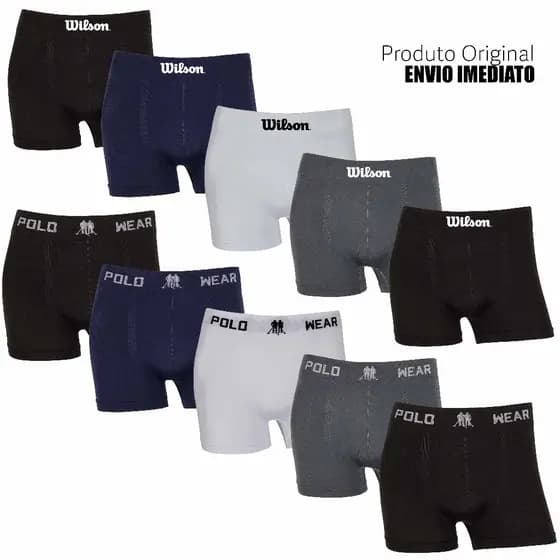 Kit 5 ou 10 cuecas boxer marca Polo Wear e Wilson Microfibra Originais