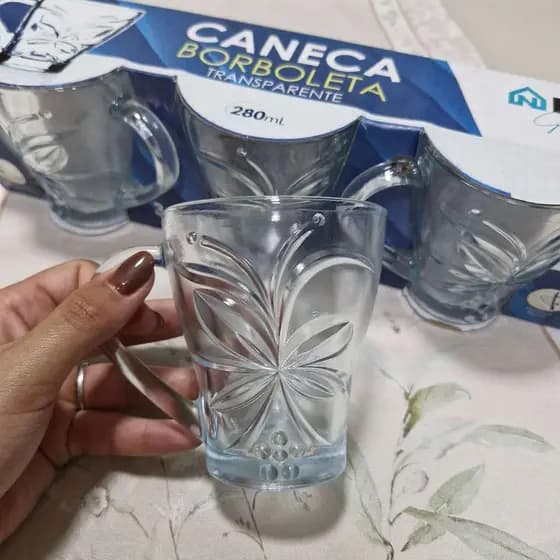 Xícara de Vidro 280ml com Alça –Jogo com 3 ou 6 Peças–Elegante e Versátil para Café, Chá e Capuccino