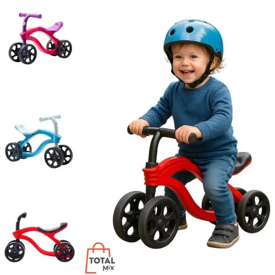 Bicicleta de Equilíbrio Infantil 4 Rodas Sem Pedal Azul | Desenvolvimento e Coordenação | INMETRO