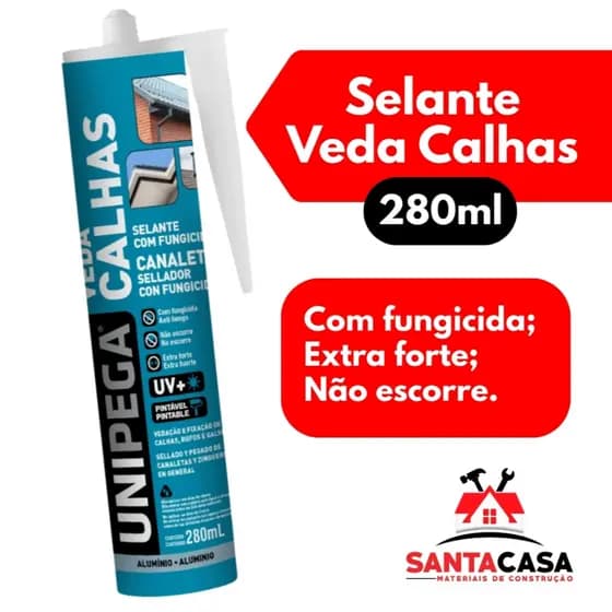Cola Selante Veda Calha Fungicida 280ml Aluminio Unipega Envio Rápido