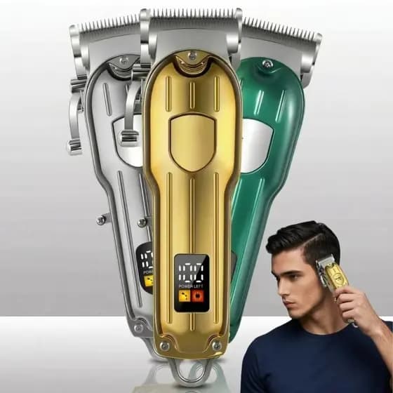 Máquina de Cortar Cabelo Profissional com Visor Digital LCD - Aparador Elétrico Potente para Homens e Barbearia