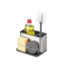 Organizador de Pia - Inox - Suporte de Esponja + Escova | Escorredor De Pia Higiênico