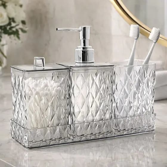 Jogo Banheiro ou Lavabo Porta Sabonete Porta Algodão Porta Escova de Dentes