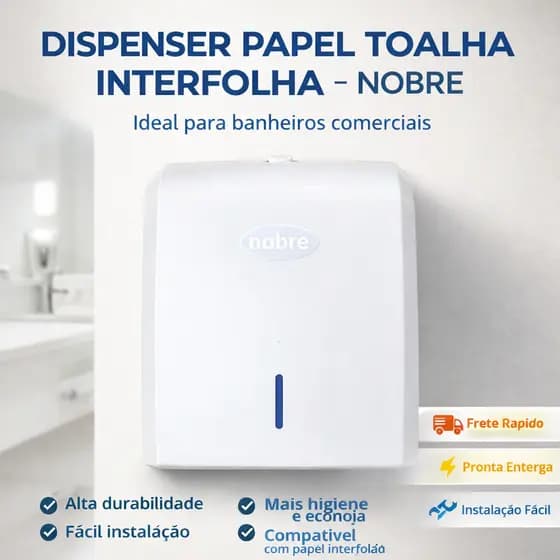 Dispenser Papel Toalha Interfolha Branco Nobre Parede Banheiro Profissional