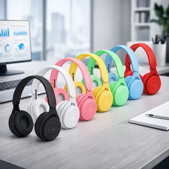 FONE OUVIDO BLUETOOTH SEM FIO AJUSTE TAMANHO ENTRADA P2 CARTÃO MEMÓRIA RÁDIO FM COLORIDO