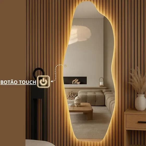 Espelho Grande Com Led Corpo Inteiro Touch Screen Sala Quarto Organico -Br