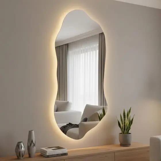 Espelho Organico Com Led Espelho Para Sala Quarto Espelho Decorativo Espelho Comprido -Br