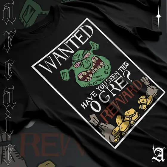 Camiseta Basica Algodao Desenho Animado Shrek Procurado, Você Viu Esse Ogro? Adulto e Plus Size TR