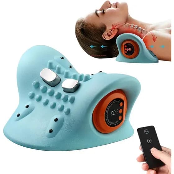 Massageador Cervical Elétrico Pescoço Tração Pulso Aquecimento Alívio Da Dor Quiropraxia Cabeça
