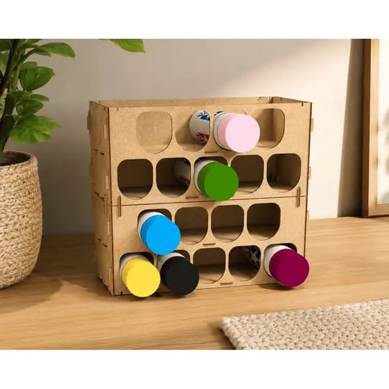 Organizador para Latas de Tintas Em MDF Cru | Porta Tintas para Artesanato, Pintura e Bancada