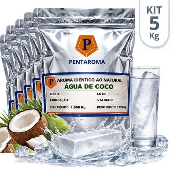 Aroma Profissional Gelo Saborizado - Água de Coco - Kit 5Kg | Pentaroma | Rende 2.000 Gelos!