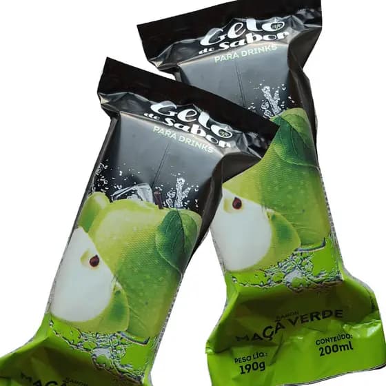 Kit Atacado 2000 Embalagens Gelo Sabor Maçã Verde | Saco BOPP Metalizado 9x21