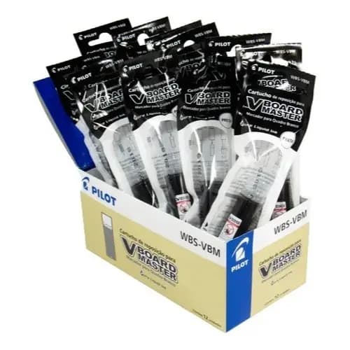 Refil De Tinta Para Pincel De Quadro Branco Pilot Wbs Cx/ 12 Unid Preto